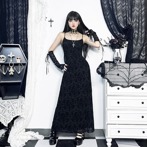 Black Gothic Slim Fit Camisole Dress