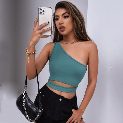 Cut Out Sleeveless Slim Fit Crop Top