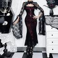 Gothic Long Sleeve Lace Top & Camisole Midi Dress