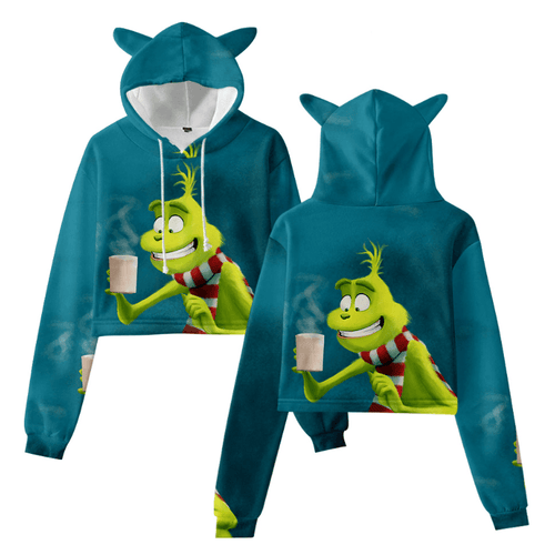 The Grinch Cat Ear Hoodie - S