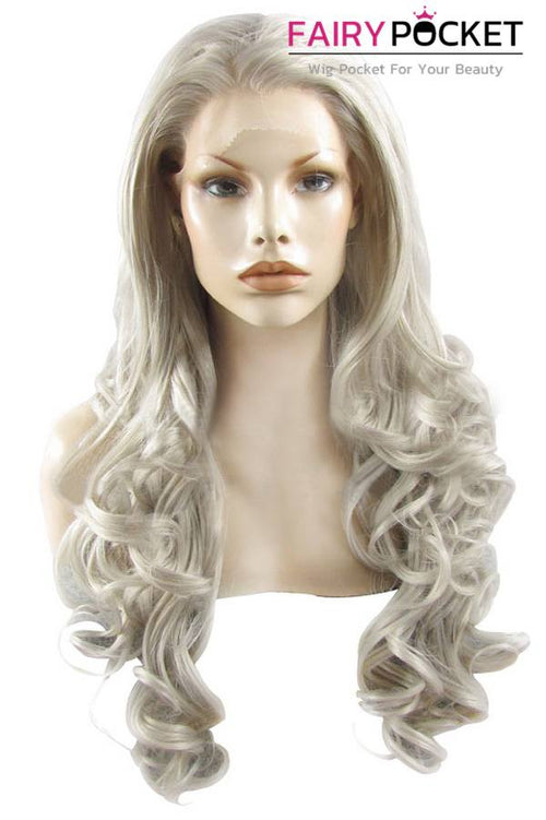 Dark Grey Long Wavy Lace Front Wig