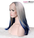 Gunmetal Gray To Sapphire Blue Wavy Synthetic Lace Front Wig