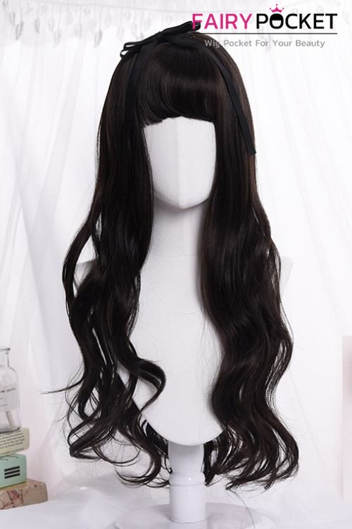 Lolita Long Wavy Lamp Black Basic Cap Wig