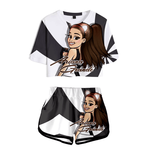 Ariana Grande T-Shirt and Shorts Suits - B