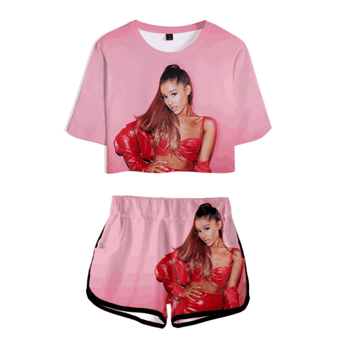 Ariana Grande T-Shirt and Shorts Suits - D
