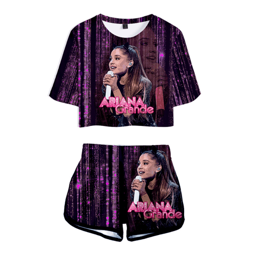 Ariana Grande T-Shirt and Shorts Suits - E
