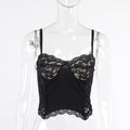 Black Sleeveless Lace Camisole Crop Top
