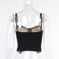 Black Sleeveless Lace Camisole Crop Top