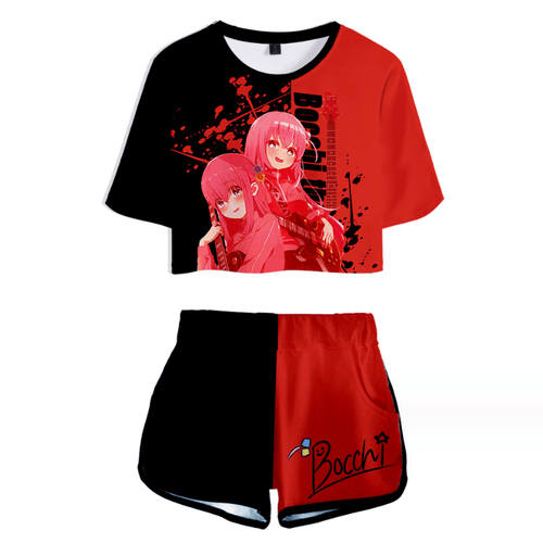 Bocchi the Rock Anime T-Shirt and Shorts Suits - C