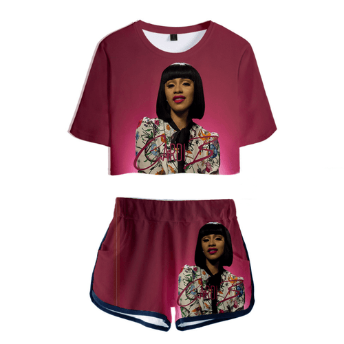 Cardi B T-Shirt and Shorts Suits - G