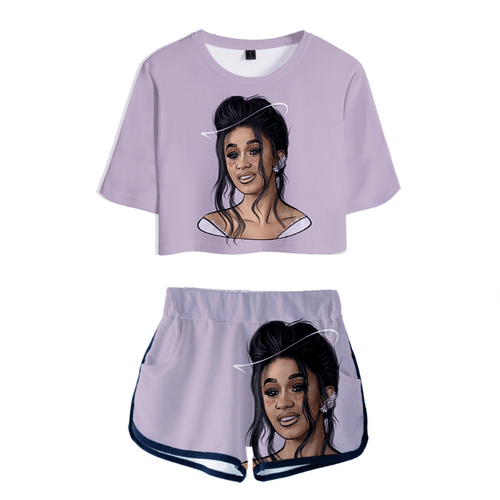 Cardi B T-Shirt and Shorts Suits