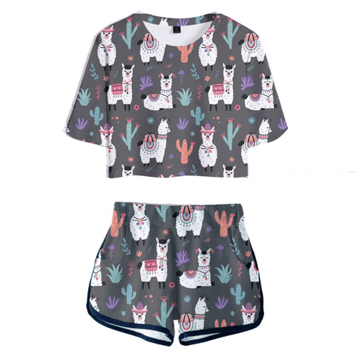 Cute Animal T-Shirt and Shorts Suit - G