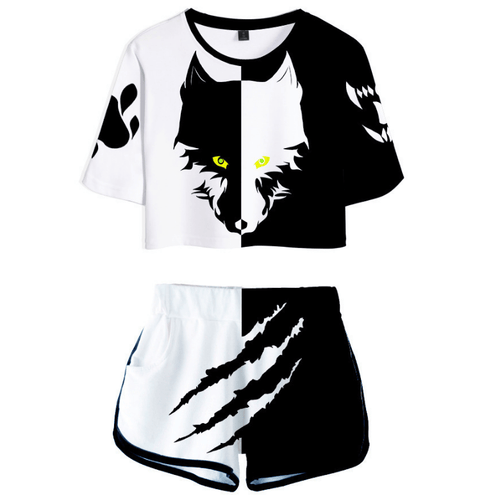 Cute Animal T-Shirt and Shorts Suit - L
