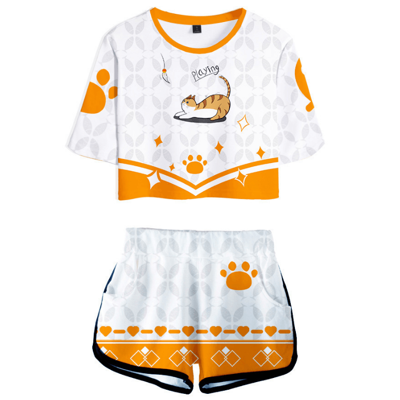Cute Animal T-Shirt and Shorts Suit - M