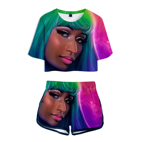 Nicki Minaj T-Shirt and Shorts Suits - B