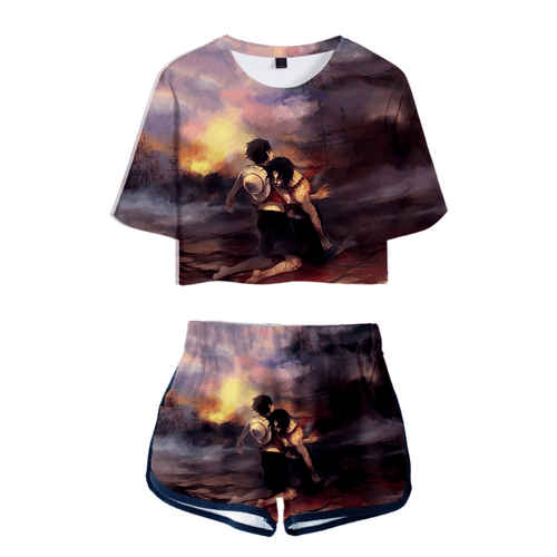 One Piece Anime T-Shirt and Shorts Suits - J