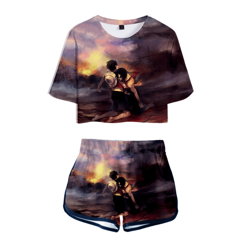One Piece Anime T-Shirt and Shorts Suits - J