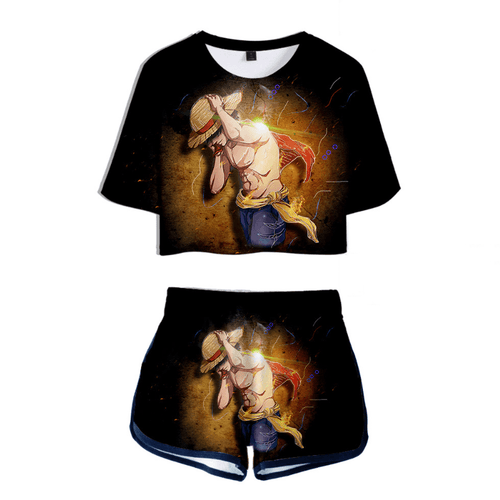 One Piece Anime T-Shirt and Shorts Suits - R