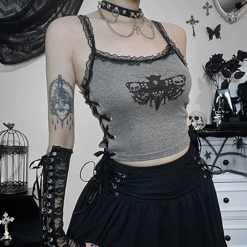 Sleeveless Gothic Crop Top Lace Camisole
