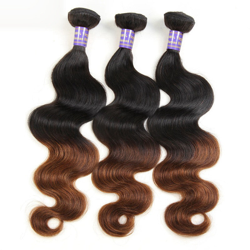 3 Bundles of Black To Medium Brown Body Wave Human Hair Weave