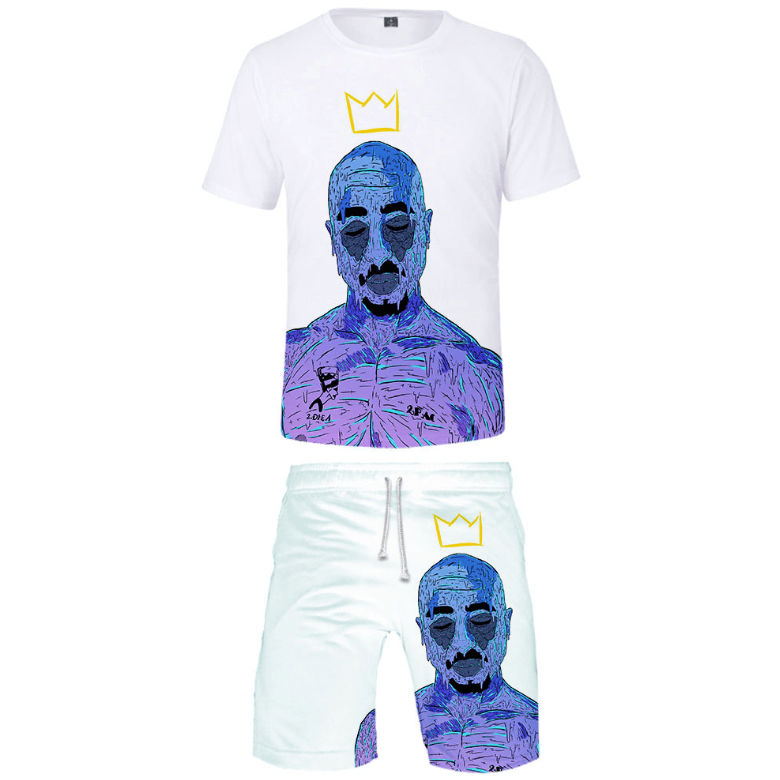 2Pac T-Shirt and Shorts Suits - D