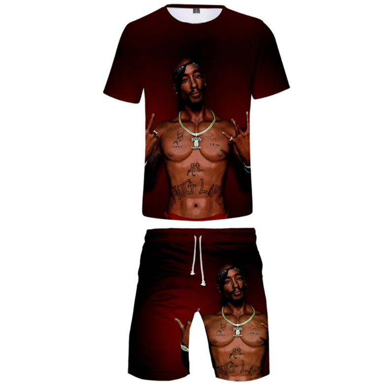 2Pac T-Shirt and Shorts Suits - F