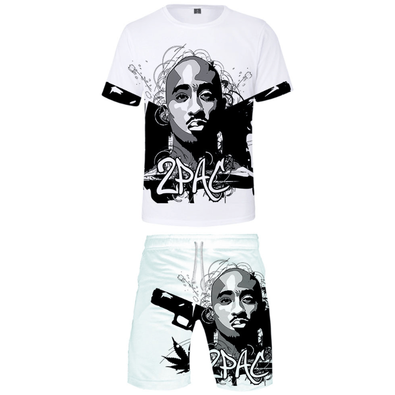 2Pac T-Shirt and Shorts Suits - G