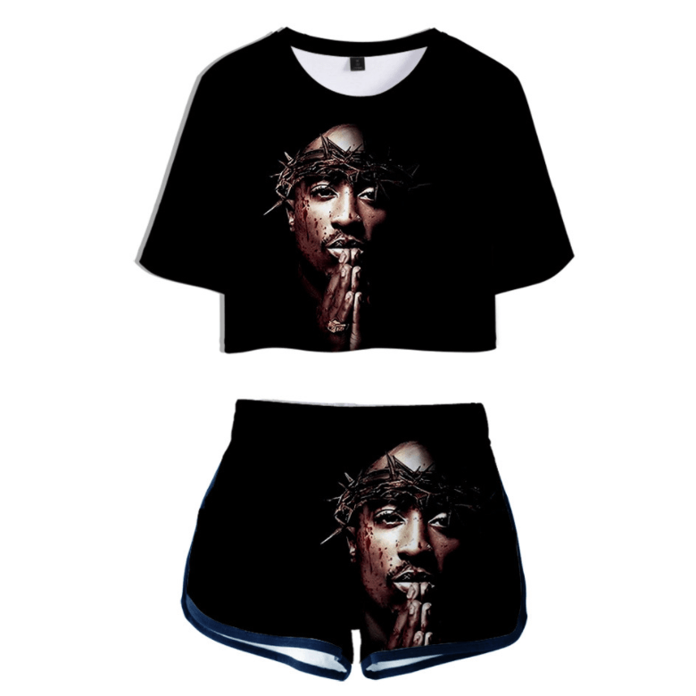 2Pac T-Shirt and Shorts Suits - N