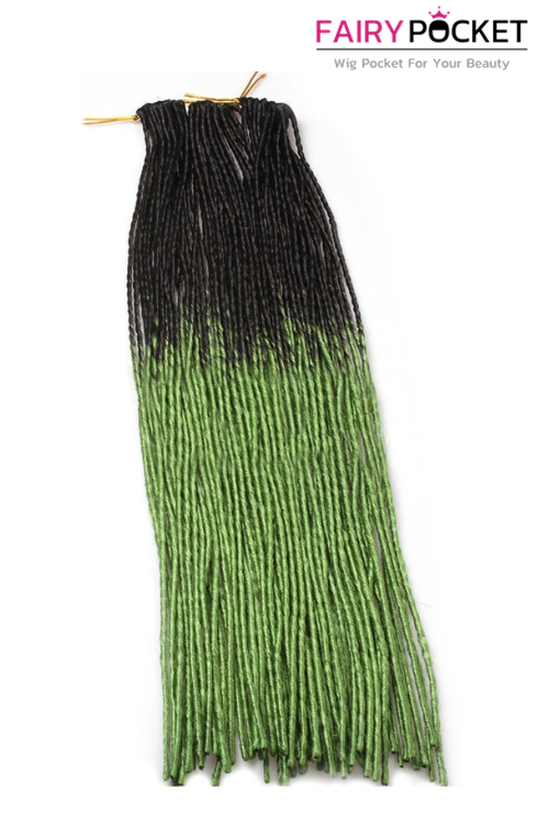 3 Bundles of Black To Apple Green Synthetic Twist Braids