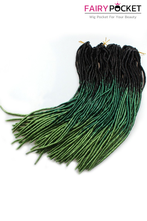 3 Bundles of Black To Emerald To Apple Green Synthetic Braids Twist