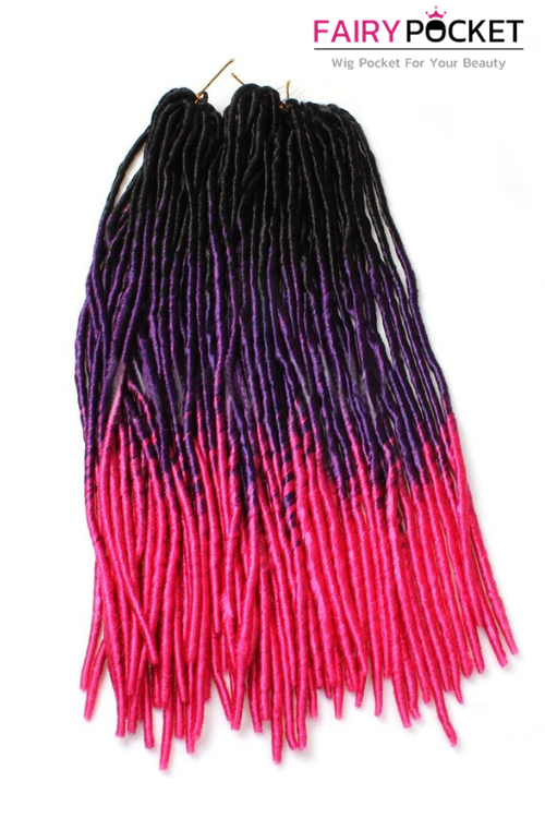 3 Bundles of Black To Grape Purple To Rose Red Synthetic Twist Braids