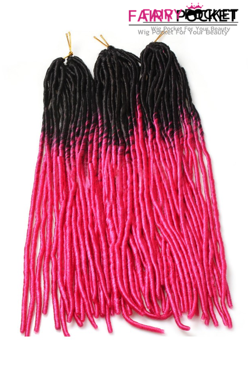 3 Bundles of Black To Rose Red Synthetic Twist Braids