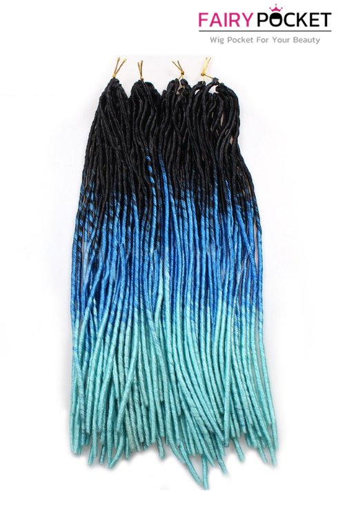 3 Bundles of Black To Sapphire Blue To Mint Green Synthetic Twist Braids