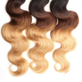 3 Bundles of Black To Medium Brown To Blonde Body Wave 5A Human Hair Weave