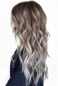 Ash Gray Blonde Balayage Wavy Remy Human Hair Lace Wig