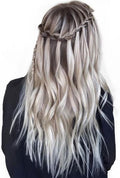 Ash Gray Blonde Balayage Wavy Remy Human Hair Lace Wig