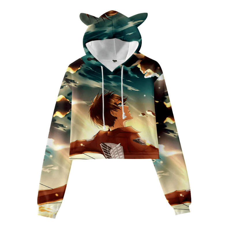 Attack On Titan Anime Cat Ear Hoodie - H