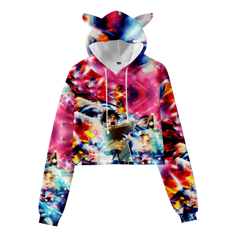 Attack On Titan Anime Cat Ear Hoodie - L