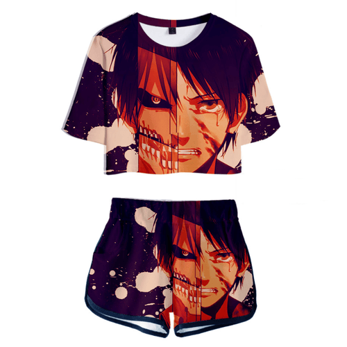 Shingeki no Kyojin Anime T-Shirt and Shorts Suits - S