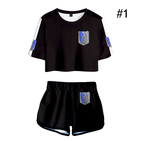 Attack on Titan T-Shirt and Shorts Suits (5 Colors)