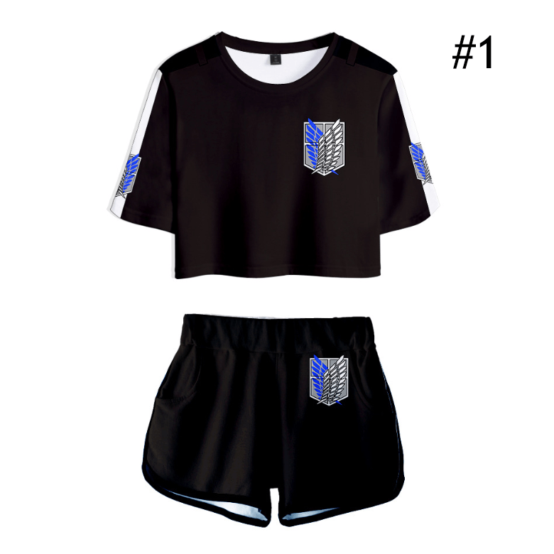 Attack on Titan T-Shirt and Shorts Suits (5 Colors)