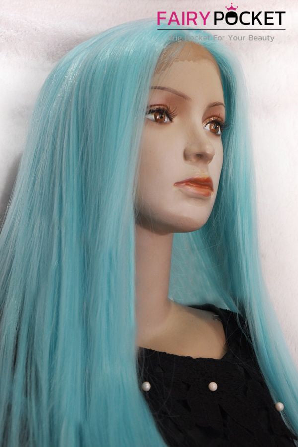 Baby Blue Long Straight Lace Front Wig