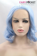 Baby Blue Medium Curly Lace Front Wig