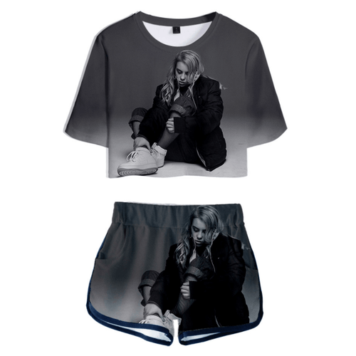 Billie Eilish T-Shirt and Shorts Suits - C