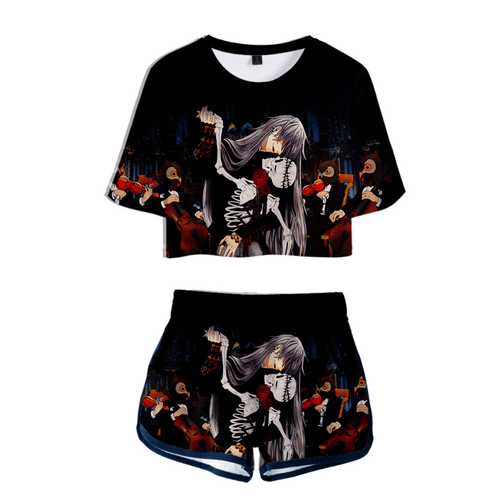 Black Butler T-Shirt and Shorts Suits - C