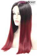 Black to Brown Ombre Long Straight Lace Front Wig