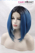 Nature Black to Aegean Blue Ombre Short Bob Lace Front Wig