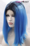 Black to Royal Blue Ombre Short Straight Lace Front Wig