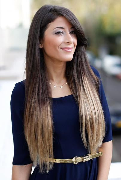 Black Ombre Blonde Straight Remy Human Hair Lace Wig