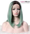 Black To Mint Green Bob Style Synthetic Lace Front Wig